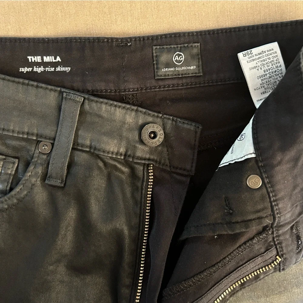 AGA Adriano Goldschmied The Mila super high rise skinny black jeans‎ Sz-29R. Y5